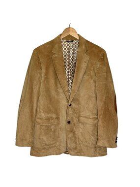 Vintage 70s Corduroy Blazer 43R Elbow Patch Tans Mens 43R Jacket Sport Coat